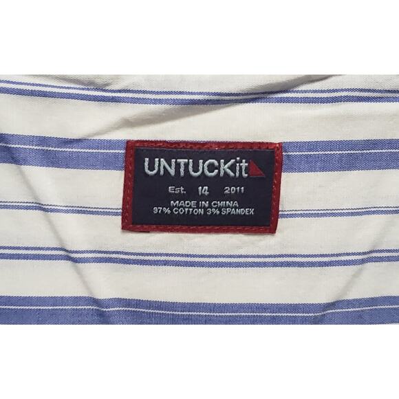 Untuckit Women’s Size 14 Blue Striped Button-Down Shirt – Casual Stretch Cotton - Picture 5 of 7